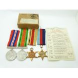 Royal Air Force WWII medals comprising 1939/1945 Star, Africa Star, War Medal and Defence Medal