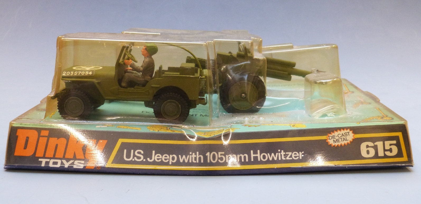 Two Dinky Toys diecast model military vehicles US Jeep with 105mm Howitzer 615 and Volkswagen KDF - Image 6 of 9