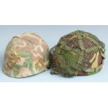American style helmet named to SSgt G Bacon, with camouflage cover and liner together with a British