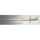 German 1871 style presentation bayonet with brass grip and crosspiece and lightly etched 47cm blade