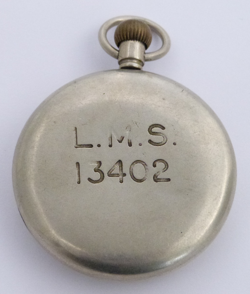London Midland and Scottish railway keyless winding open faced pocket watch with inset subsidiary - Image 2 of 2