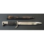 German KS98 pattern bayonet with WKC maker's mark to ricasso, 19cm fullered blade and scabbard