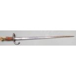 French 1874 pattern Gras bayonet with downswept quillon, manufacturer's name and 1878 to 'T'