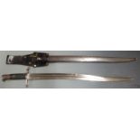 British 1856/58 pattern sword bayonet with some clear stamps, 58cm fullered yataghan blade, with