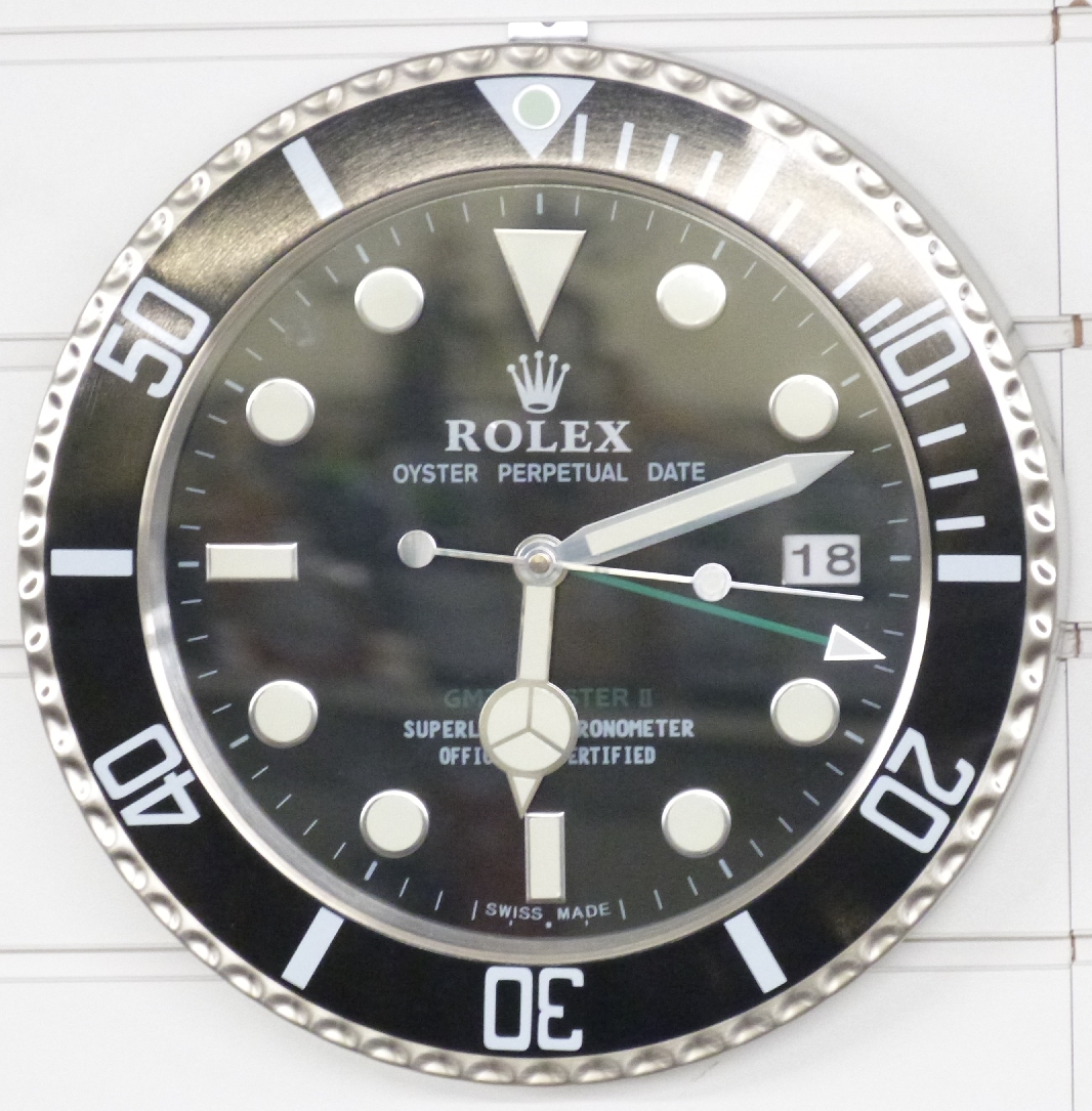Rolex Oyster Perpetual GMT-Master II dealers shop display advertising wall clock with black dial, - Image 2 of 2