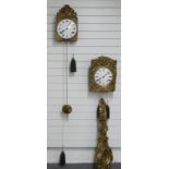 Early 19thC French comtoise with verge escapement, two train wall clock with white enamel Roman