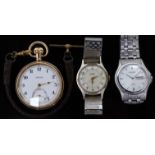 Two gentleman's wristwatches Accurist WR 50 with day and date aperture, luminous hands, silver dial,