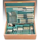 Walker & Hall part canteen of silver plated cutlery, mostly six place settings