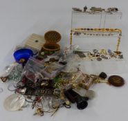 A collection of vintage jewellery including amber necklace, WBS silver brooch, paste necklaces,