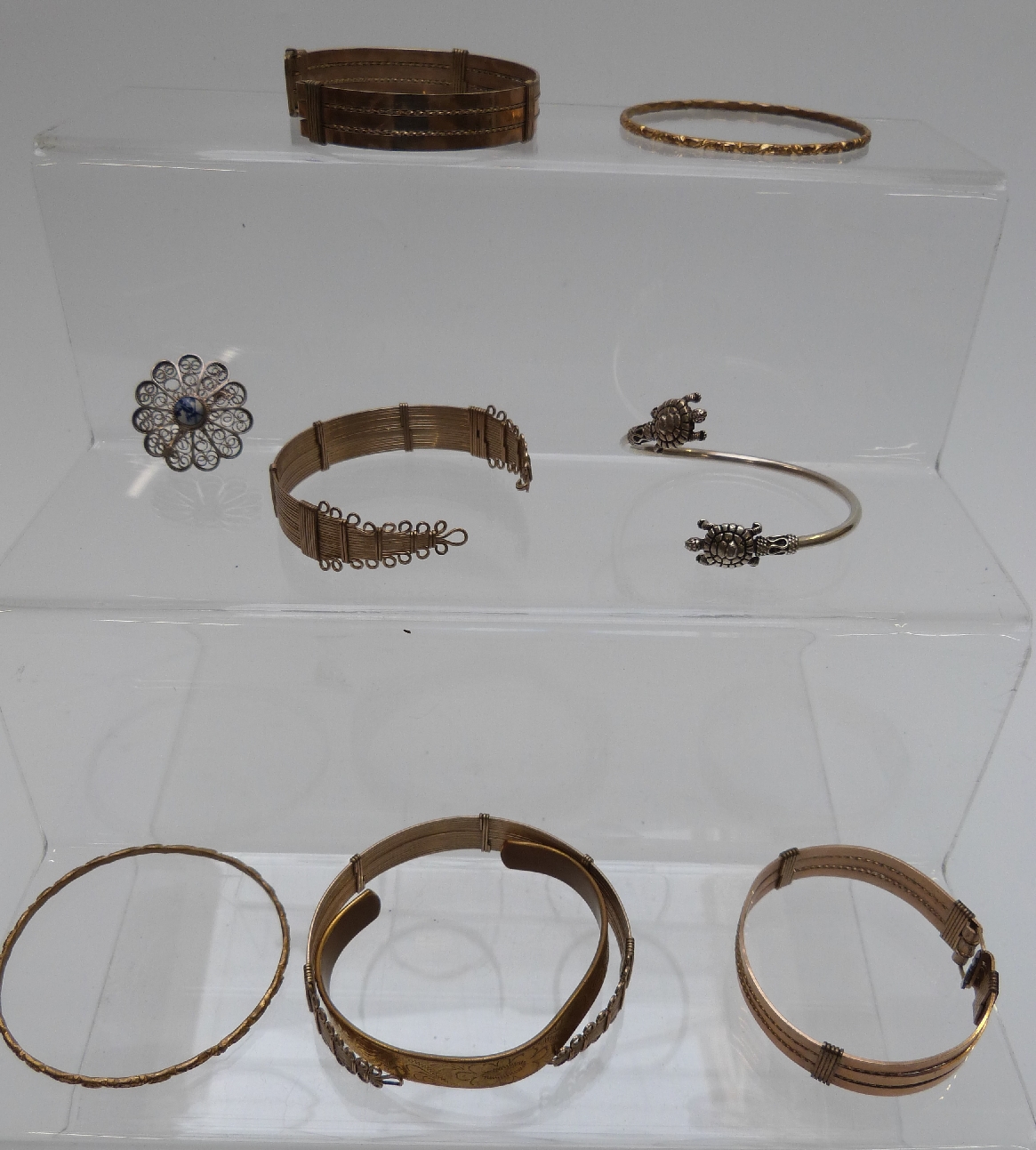 A collection of costume jewellery including vintage bangles, a silver bangle, pearl necklace, - Image 2 of 3