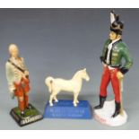 Three advertising figures, White Horse Scotch Whisky, Drambuie 'Prince Charlie' and Irish Mist Irish