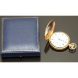 Vertex for Asprey 9ct gold keyless winding half hunter pocket watch with subsidiary seconds dial,