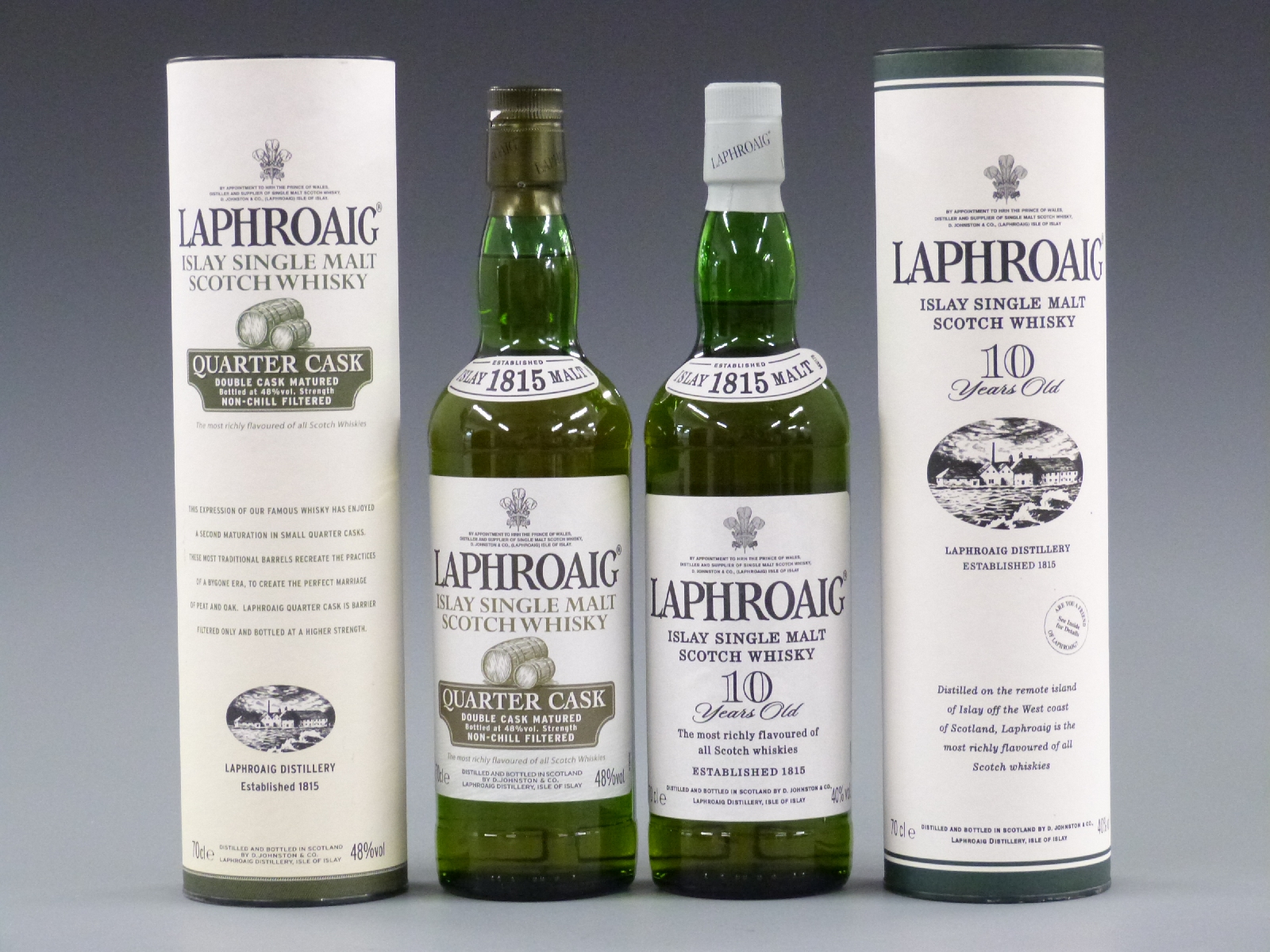 Laphroaig Quarter Cask, double cask matured non-chill filtered, Islay Single Malt Scotch Whisky,