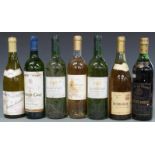 Eight bottles of European wine. Two bottles of Chateau Ramanfort Bergerac-Sec 1997, Mouton Cadet