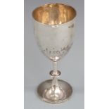 Victorian hallmarked silver large cup, chalice or goblet, London 1889 maker Charles Stuart Harris,