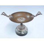 Jules Moigniez bronze tazza, the naturalistic handles decorated with beetles, the centre with two