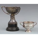 Art Nouveau three handled tyg or trophy cup, Birmingham 1928 maker Joseph Gloster Ltd, height on