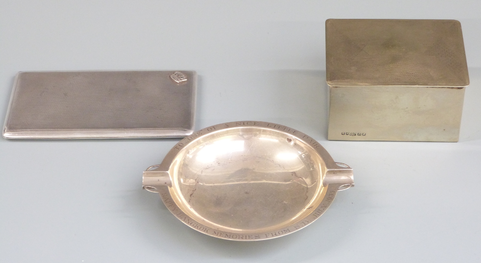 Elkington George V hallmarked silver ashtray, Birmingham 1934, width 15cm, hallmarked silver
