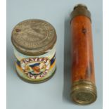 Tin of unopened Player's Navy Cut 50 cigarettes and a three draw telescope
