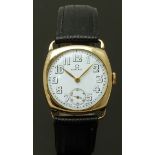 Omega 9ct gold gentleman's wristwatch ref. 8844267 with inset subsidiary seconds dial, black