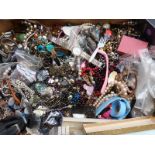 A collection of costume jewellery including watches, beads etc