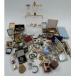 A collection of costume jewellery including Toledo, paste, beads, Exquisite brooch etc