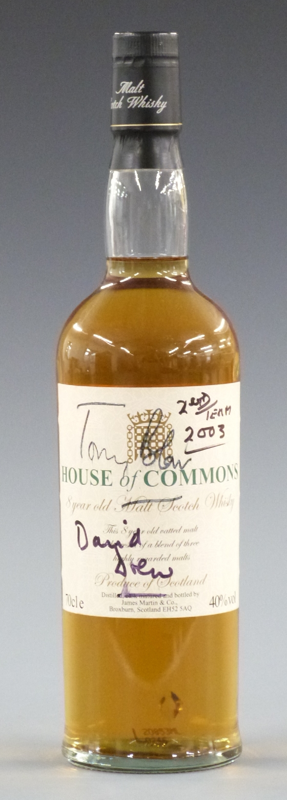 House of Commons Scotch Whisky signed/autographed by Tony Blair and David Drew 2003, 700ml, 40%