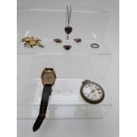 A collection of jewellery and watches including Citizen, Winegartens pocket watch, silver locket,