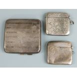 Two large hallmarked silver vesta cases, one Birmingham 1901 the other 1913, together with a