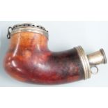 Victorian hallmarked silver mounted Meerschaum pipe, London 1853, maker Benjamin Barling, L12cm