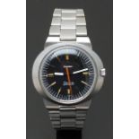 Omega Dynamic gentleman's wristwatch with black dial, luminous hour and minutes hands, orange centre