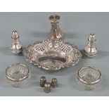 Hallmarked silver bon bon dish with embossed and pierced decoration, pair of hallmarked silver