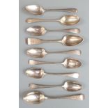 Nine various Georgian and later hallmarked silver teaspoons including a set of four, weight 141g