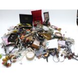 A collection of costume jewellery including Siam silver earrings, beads etc