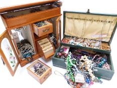 A collection of costume jewellery including beads, vintage brooches etc