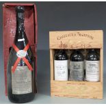 Four bottles of French red wine comprising St Chinian 1998, 300cl, 12% vol, in original presentation