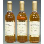 Three bottles Les Remparts de Bastor Sauternes 1994, 375ml,14% vol.