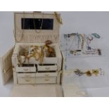 A collection of costume jewellery including silver, pair of 9ct gold earrings, brooches etc, in