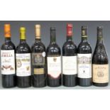 Seven bottles of European red wine, comprising Chateau Léoville Barton 1988, Reserve Saint-Clair