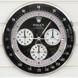 Rolex Oyster Cosmograph Daytona dealers shop display advertising wall clock with black dial,