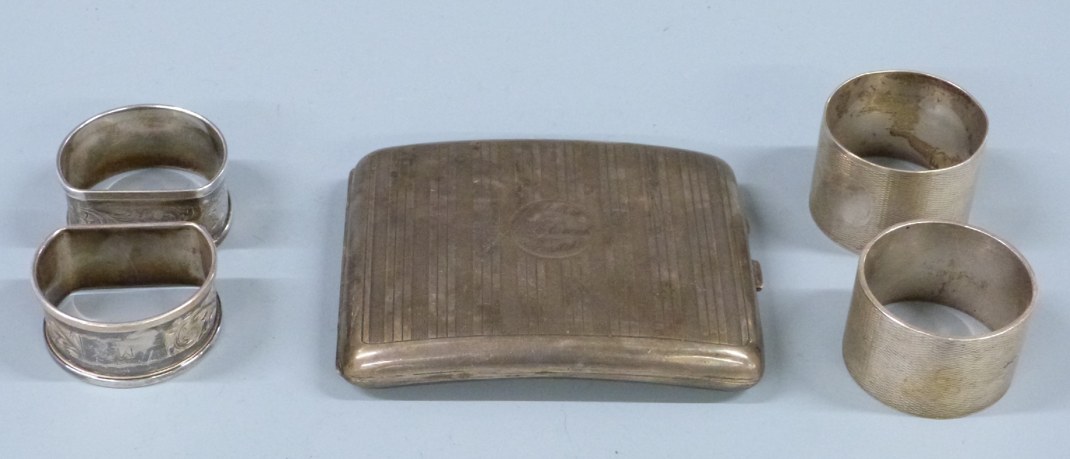 Hallmarked silver cigarette case named to front W.H.Crook Bristol and dated Feb 18 1916 with - Image 2 of 5