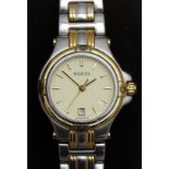 Gucci ladies wristwatch ref. 9040L with date aperture, gold hands and markers, cream dial, quartz