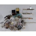 A quantity of costume jewellery including silver brooch, Sekonda watch, silver St Christopher,