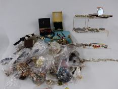 A quantity of costume jewellery including silver brooch, Sekonda watch, silver St Christopher,