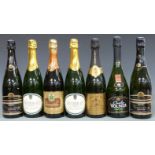 Seven bottles of sparkling wine comprising five bottles of Vouvray including Chateau De Valmer,