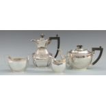 George V hallmarked silver three piece teaset, Birmingham 1929 maker Barker Brothers Silver Ltd,