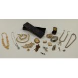 A collection of costume jewellery including JewelCraft bracelet, silver necklace, paste brooches,