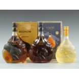 Three bottles of Meukow cognac / cognac liqueur comprising Meukow Vanilla liqueur au cognac,