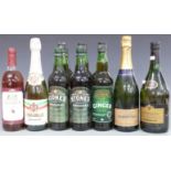 Eleven bottles of various alcohol. Nine bottles of ginger wine, Framar Italian Spumante,