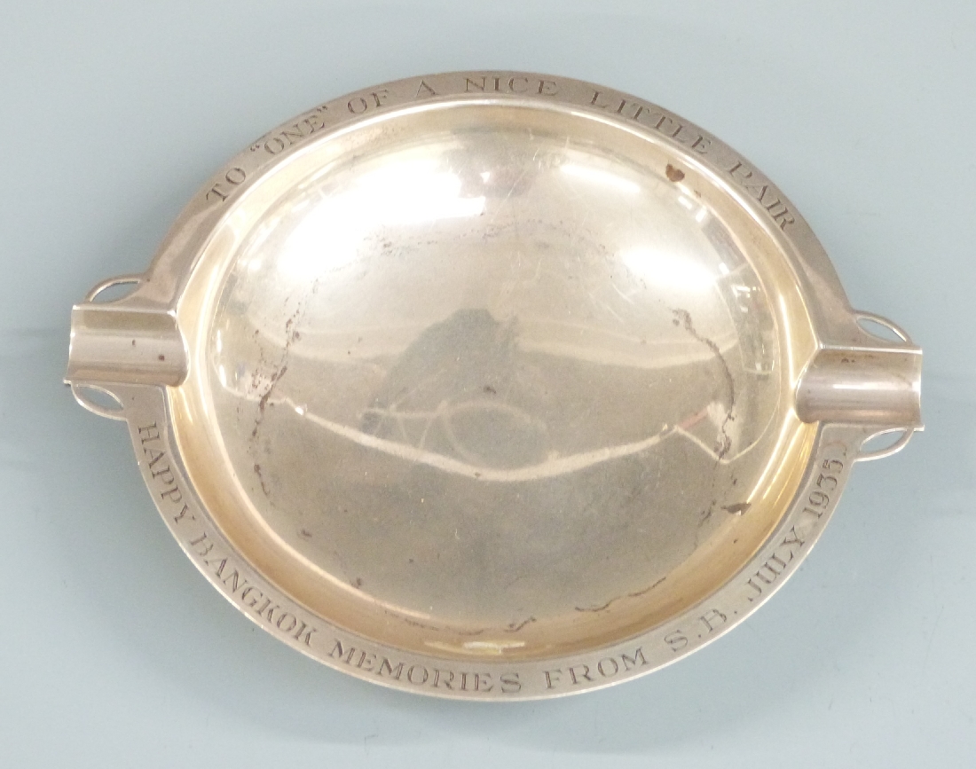 Elkington George V hallmarked silver ashtray, Birmingham 1934, width 15cm, hallmarked silver - Image 4 of 8